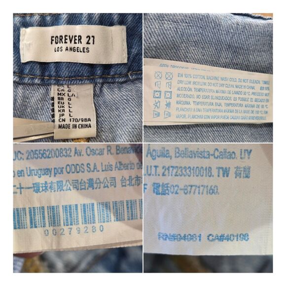 Forever 21 Denim Y2K Overall Mini Skirt Zipper Deep V Top Size L Fits M /Junior - Picture 4 of 12